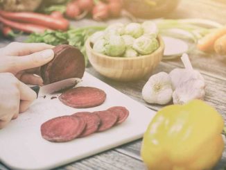 Cutting Beetroot on Chopping Board